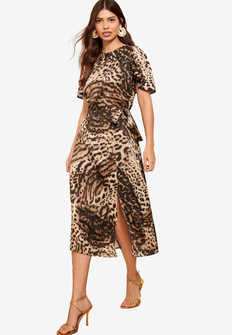 Friends Like These FLUTTER SLEEVE PRINTED MIDI REGULAR FIT - Päevakleit - brown