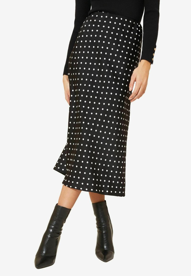 Friends Like These BIAS MIDI - A-linjainen hame - black polka dot