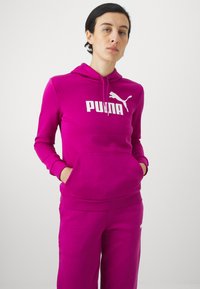 Puma LOGO HOODIE - Kapucnis pulóver - magenta gleam