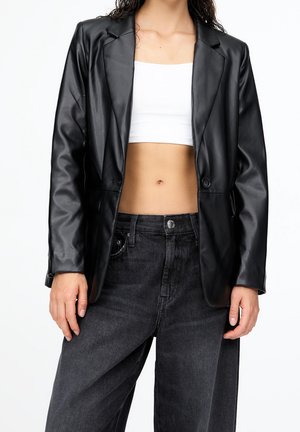 PULL&BEAR Veste en similicuir - black