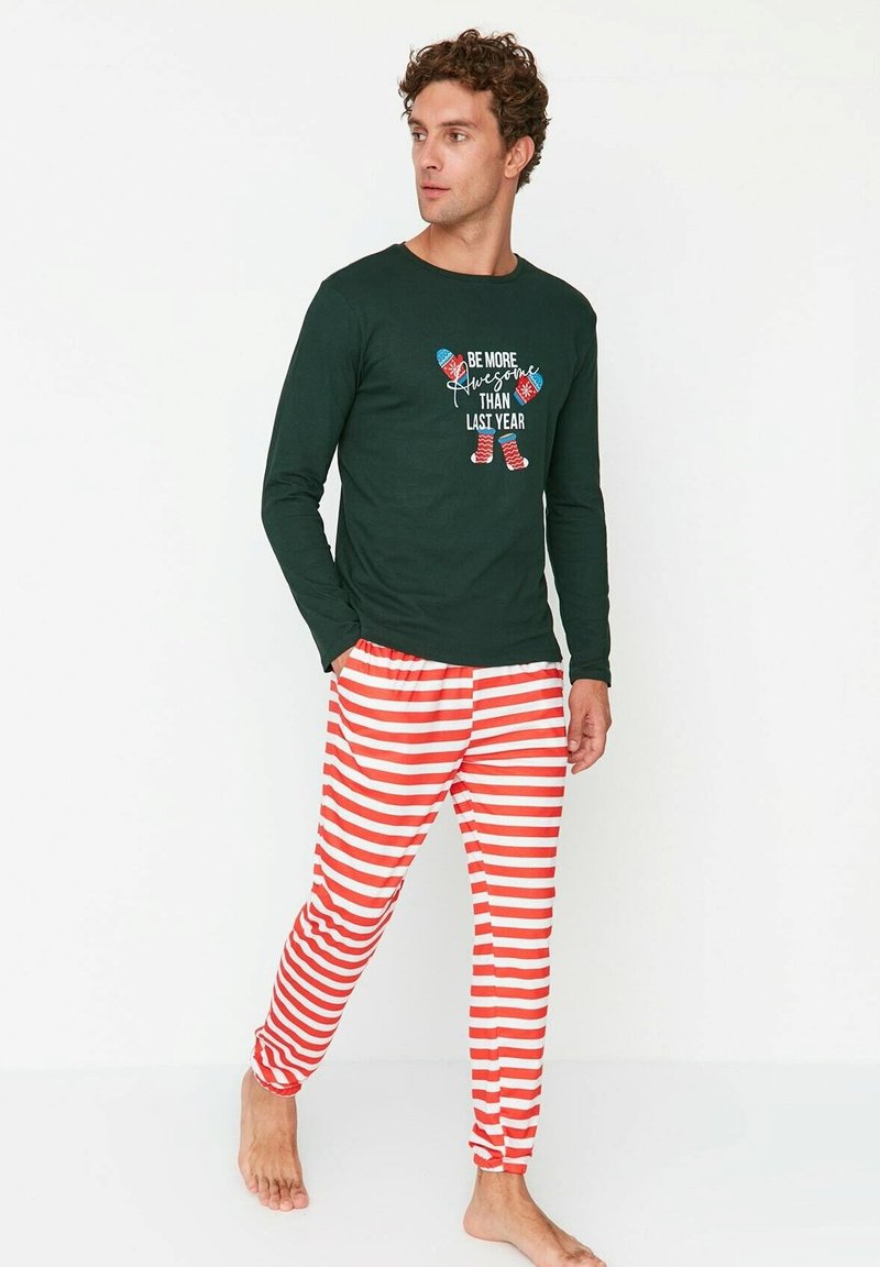 Trendyol Damen 2er-Pack Motto Lange Ärmel Freizeitkleidung Regulär Pyjama-Set in übergröße, Set Pigiama da Donna, Gray