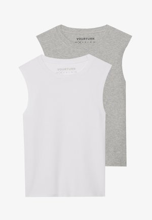 BASIC RIB MUSCLE TANKS UNISEX 2 PACK - Débardeur - white/grey