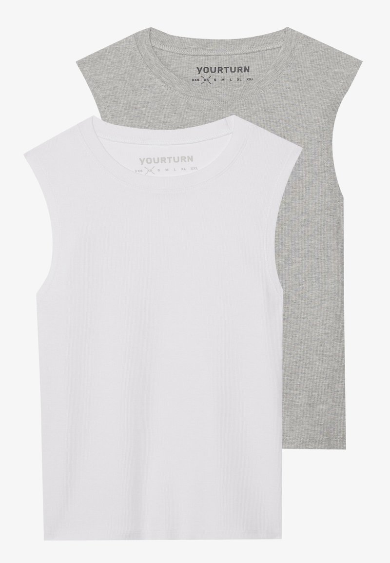 YOURTURN BASIC RIB MUSCLE TANKS UNISEX 2 PACK - Top - white/grey/bianco ...