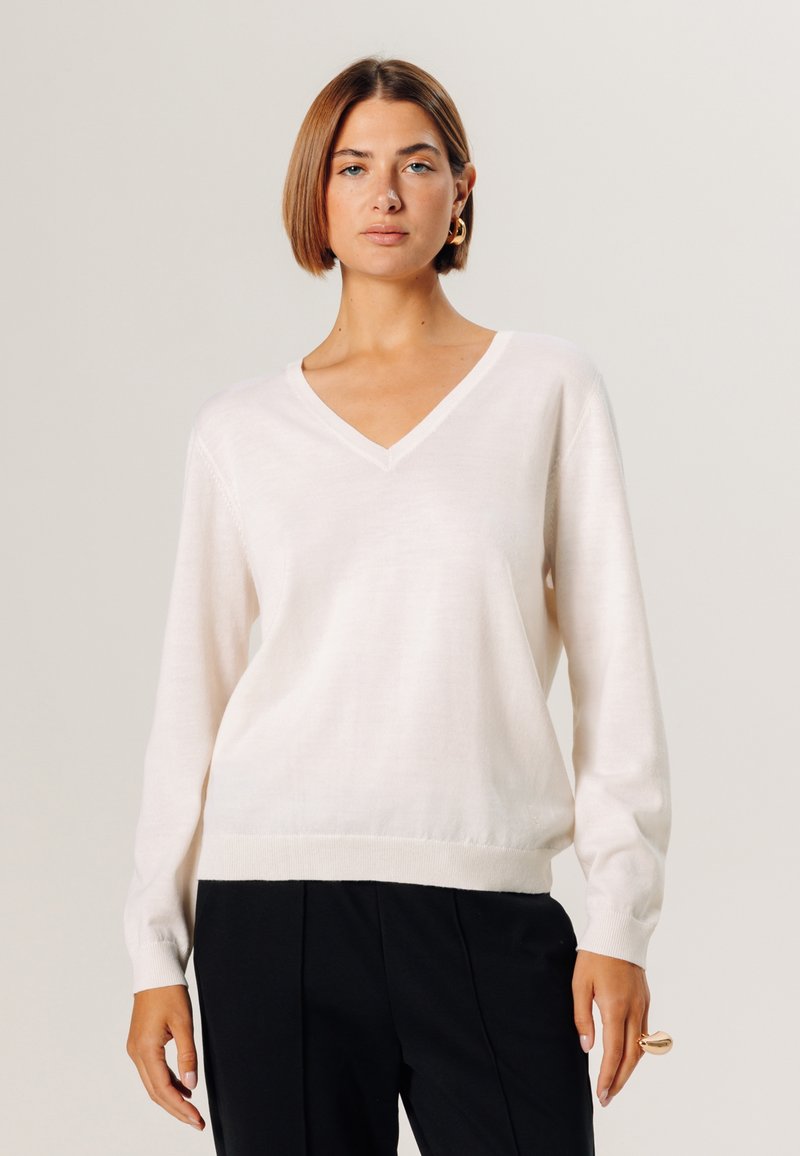 Rodier V-NECK - Strickpullover - blanc