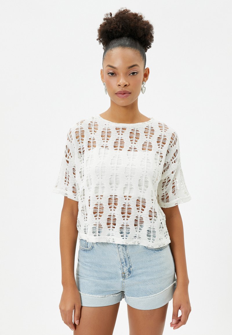Koton AJOURE CROP biały