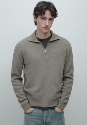 ZIP-NECK - Strickpullover - grey