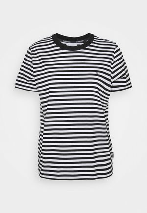 SMALL STRIPE C NECK - T-shirts med print - black/bright white
