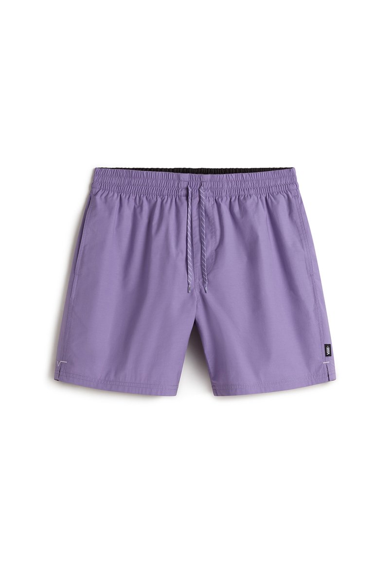 Shorts de bain violets en tissu léger, dotés d'une taille élastique avec cordon de serrage, de poches latérales et de détails discrets du logo de la marque.