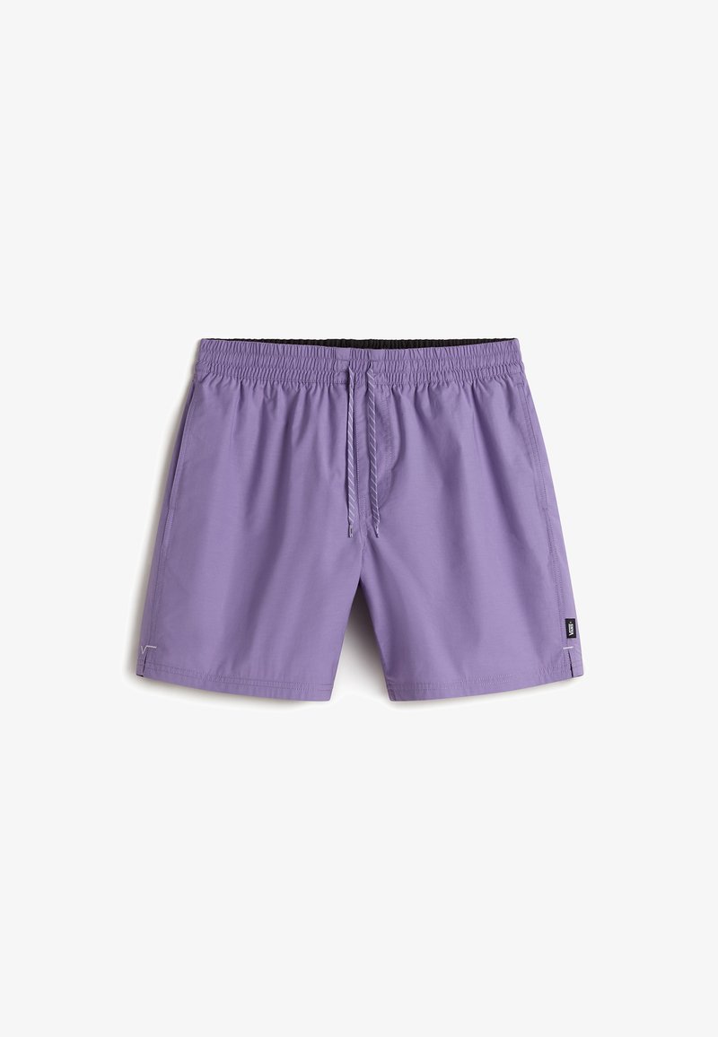 Shorts de bain violets en tissu léger, dotés d'une taille élastique avec cordon de serrage, de poches latérales et de détails discrets du logo de la marque.