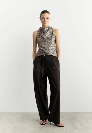 REGULAR FIT - SILVER SEQUIN COWL - Top - silver