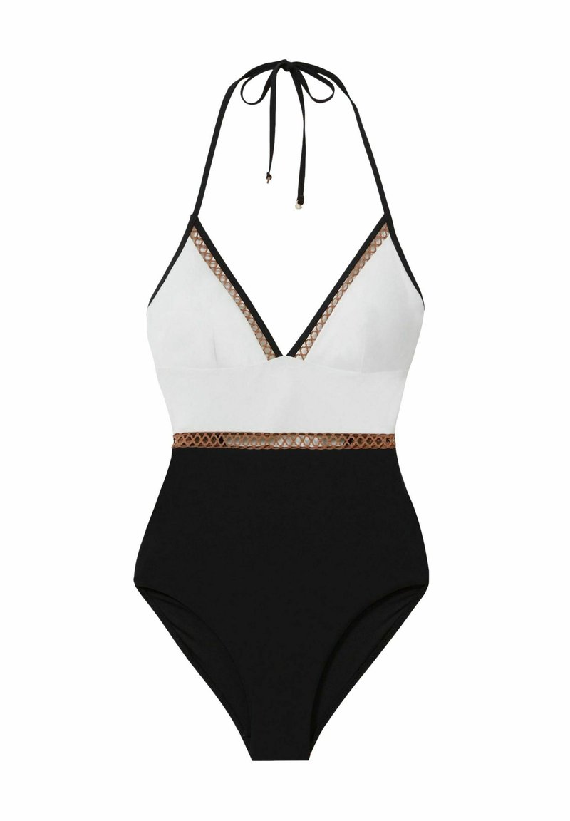 Reiss RAY COLOURBLOCK HALTER  - Plavky - white tan