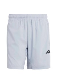 Lys grå atletiske shorts med elastisk midjeb�ånd, sidelomme med glidelås og svart logoaksent. Jevnt, lett stoff.