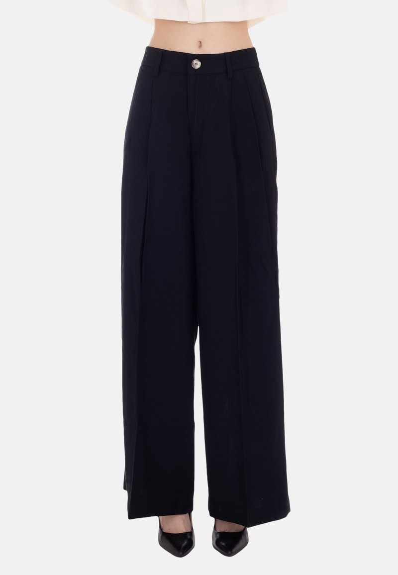 Vicolo pantaloni palazzo in tessuto crepe nero main image 0