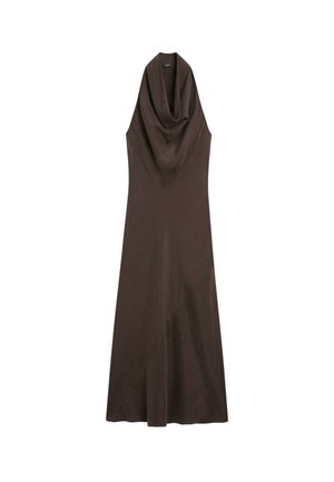 Massimo Dutti, DRAPED NECKLINE LONG DRESS - Galajurk - dark brown