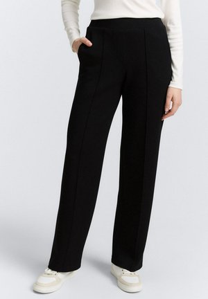 LOOSE STRAIGHT - Trousers - deep black