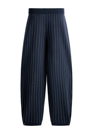 OYSHO, PINSTRIPE KNIT COCOON TROUSERS - Pantalon classique - navy blue