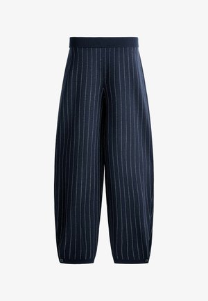 OYSHO, PINSTRIPE KNIT COCOON TROUSERS - Pantalon classique - navy blue