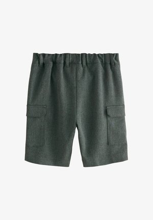 Sötétszürke rövidnadrág elasztikus derekkal, két zsebes kivitelben és texturált anyagból készült. Hétköznapi stílus, térdig érő fazon.