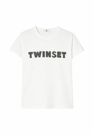 TWINSET, CON LOGO PATCH RICAMATO - T-shirt con stampa - bianco