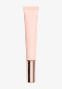 Balsamo labbra Soft'n Tinted in un tubo rosa con base argento, caratterizzato da una texture liscia e SPF 15, etichettato come certificato per allergie.