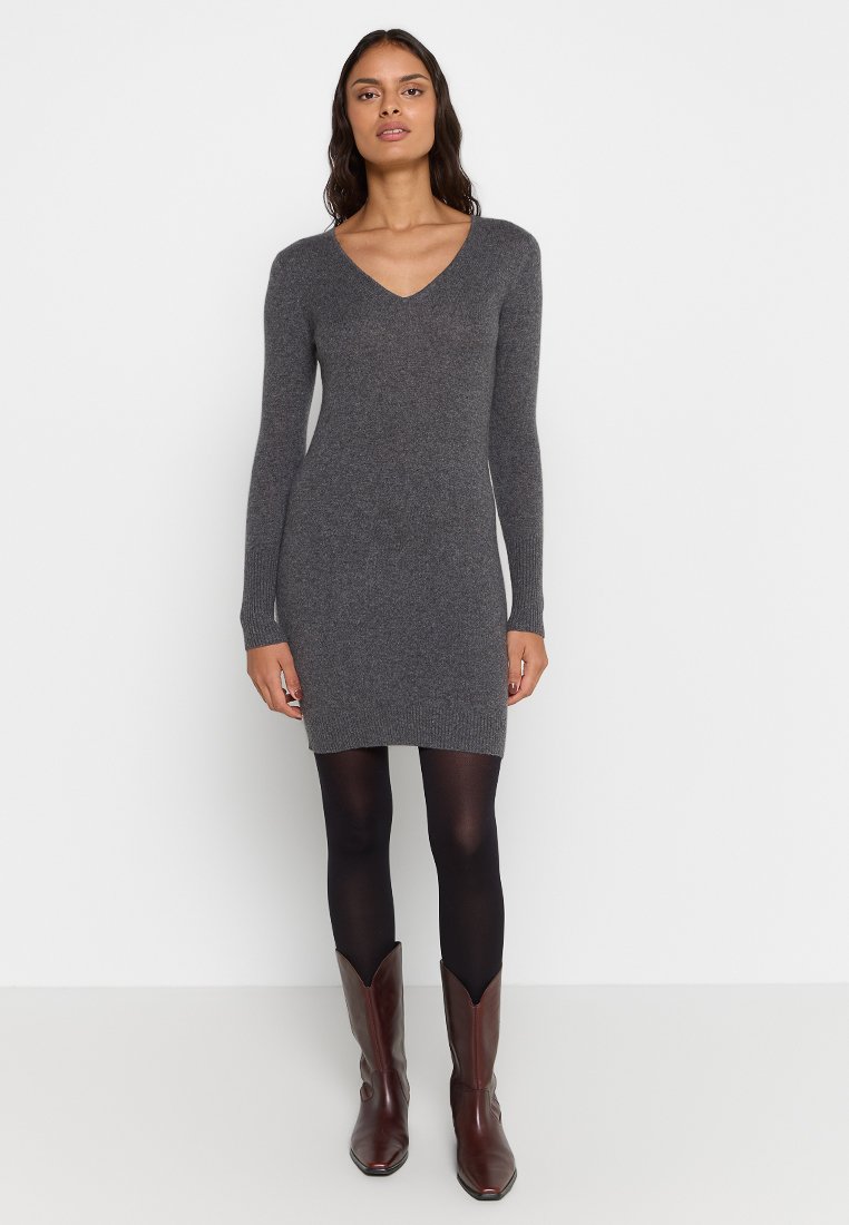 Just Cashmere Gebreide jurk grijs Just Cashmere Gebreide jurk grijs