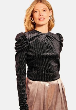PETITE FIT - GLITTER PUFF SLEEVE LONG SLEEVE  - Bluse - black