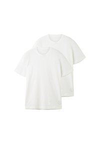 Weiße Baumwoll-T-Shirts im Set von zwei. Sie haben einen runden Ausschnitt, kurze Ärmel und einen lockeren Schnitt mit dezenten Markendetails am Saum.