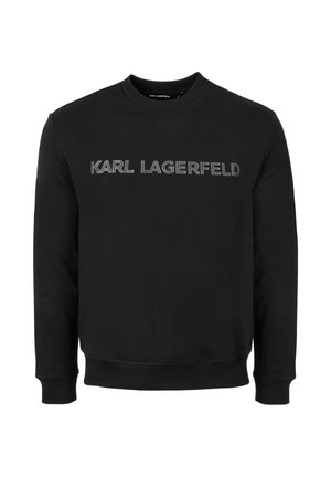 Černá mikina z bavlny s kulatým výstřihem a vyšívaným logem "KARL LAGERFELD" na přední straně ve stříbrných odstínech.