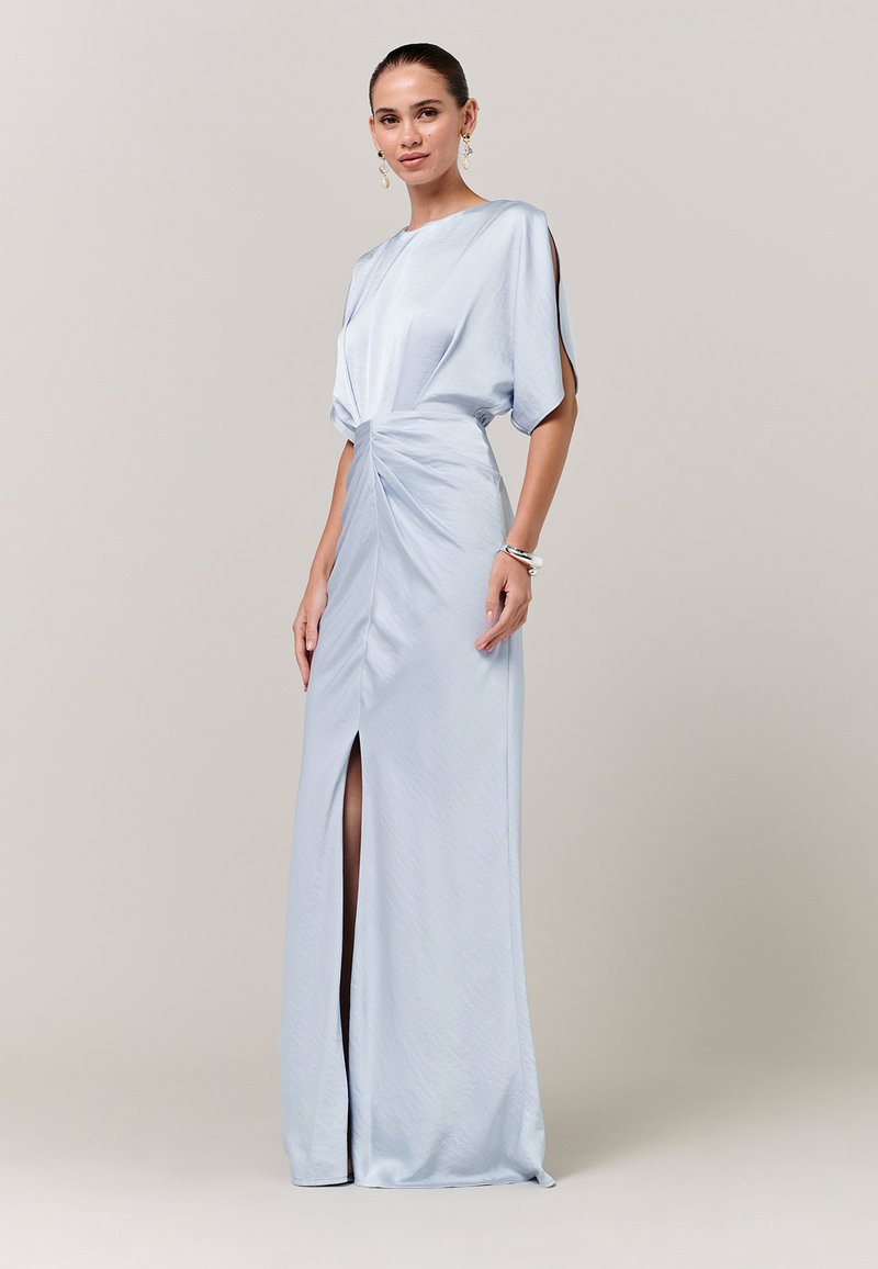 beach dresses plus size Blue Ombre Sparkly Satin Prom Dress with Off-the-Shoulder 22263 –  vigocouture