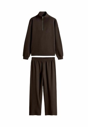 FUNNEL NECK  WIDE JOGGERS SET  - Træningssæt - brown