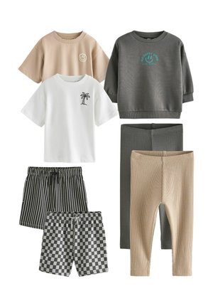 Next REGULAR FIT - CAPSULE WARDROBE TOP & SHORTS SET 7 PIECE . - Sweatshirt - grey white beige