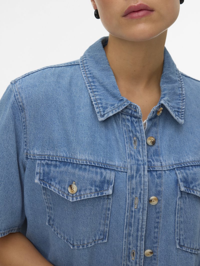VERO MODA denim blouse VMJENNIE medium blue denim