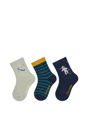 Sterntaler, SOCKEN 3ER PACK RINGEL, PLANET UND ASTRONAUT MIT ELASTISCHEM BÜNDCHEN - Socken - pudergrün