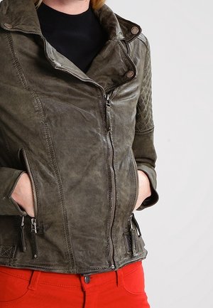 Leren jas - khaki