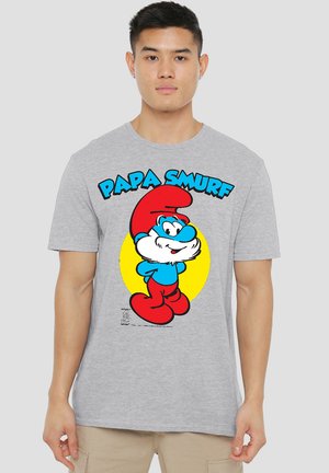 SMURFS PAPA - Print T-shirt - mottled grey