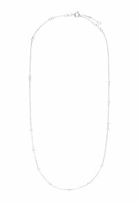 Zilveren ketting met delicate schakels en kleine bolvormige accenten, voorzien van een karabijnsluitingen en een gladde, gepolijste afwerking.