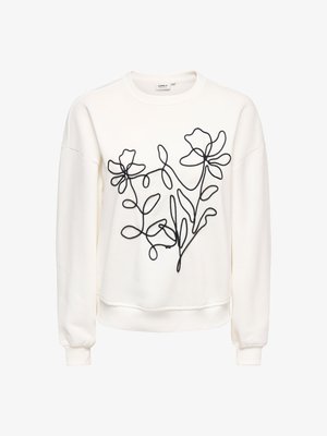 ONLY, ONLBROOKLYN - Φούτερ - cloud dancer detail front emb flower black