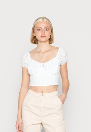 Hollister Co. RUCHED BUST - T-shirt estampada - white eyelet