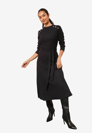 PETITE FIT - LONG SLEEVE BELTED COSY  - Pulóverruha - black