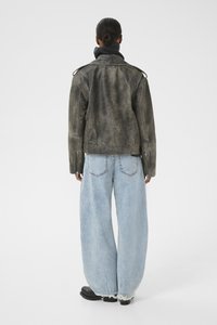 Gestuz VINTAGE JACKET - Kožená bunda - cold vintage grey