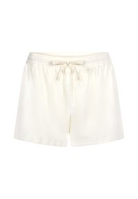 Crème-kleurige shorts gemaakt van zachte stof. Voorzien van een elastische tailleband met een koord en een losse pasvorm met rechte pijpen.