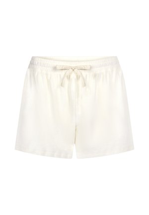 Crème-kleurige shorts gemaakt van zachte stof. Voorzien van een elastische tailleband met een koord en een losse pasvorm met rechte pijpen.
