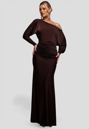 BAT WING SIDE GATHER - Robe longue - brown