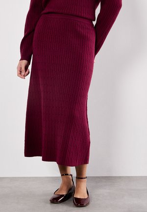 FINE MIDI - Gonna a campana - burgundy
