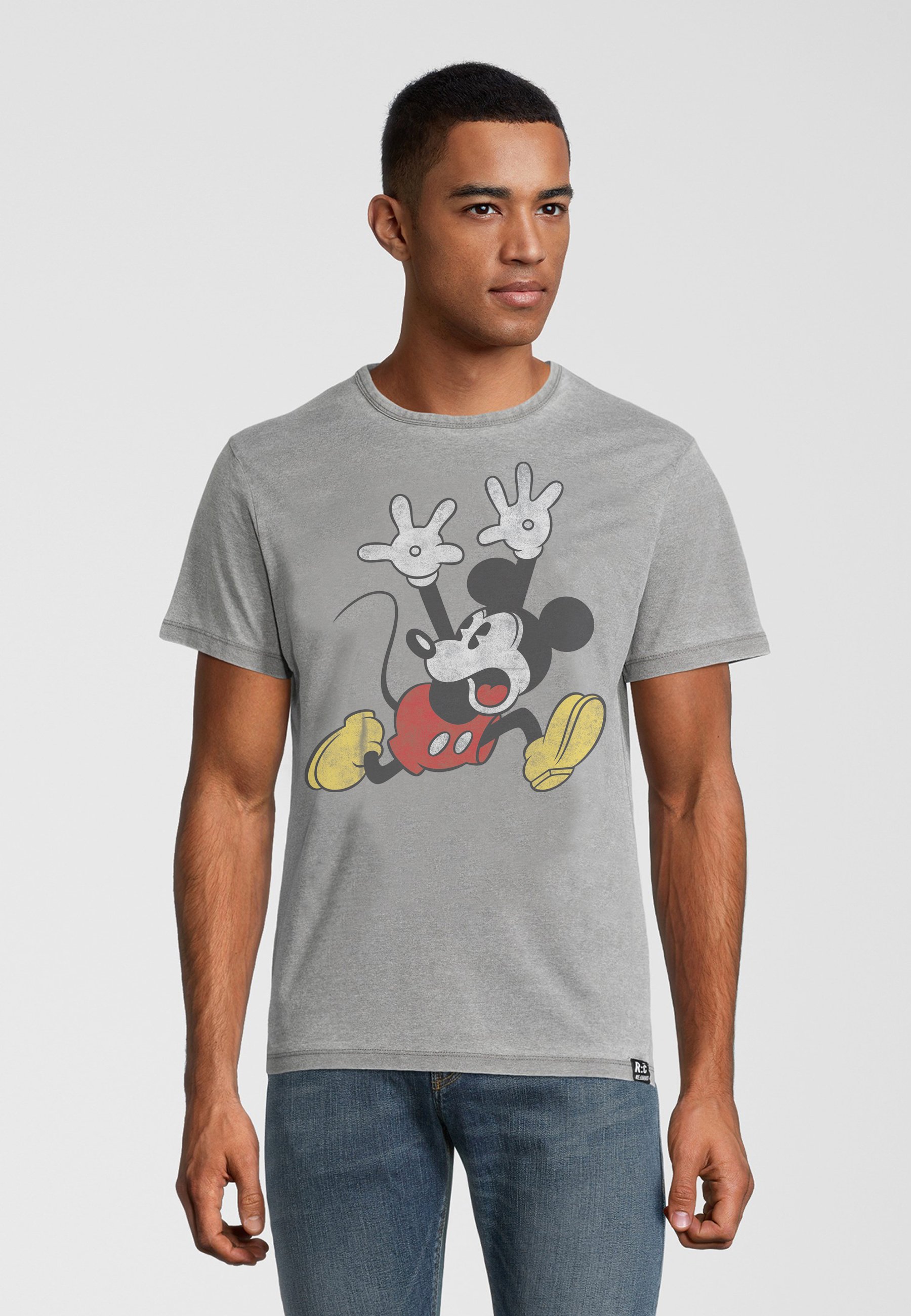 Re:Covered DISNEY MICKEY MOUSE PANIC Print T-shirt hellgrau