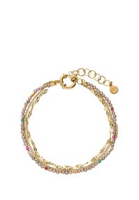 SUNROCKS TRIPLE BRACELET WITH TAUPE BEADS - Bracelet - gold coloured