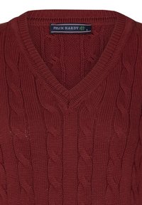 Felix Hardy CABLE V-NECK - Strickpullover - bordeaux