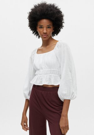 CROPPED OFF-THE-SHOULDER - Blouse - white