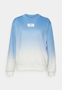 Felpa con gradient blu caratterizzata da un collo a giro, polsini a coste e un'etichetta bianca con il testo "Hugo" sul davanti. Tessuto morbido in misto cotone.