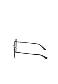 Black metal sunglasses with a slim, rectangular frame and gradient lenses. The temples are slender, featuring a matte finish and subtle accents.
